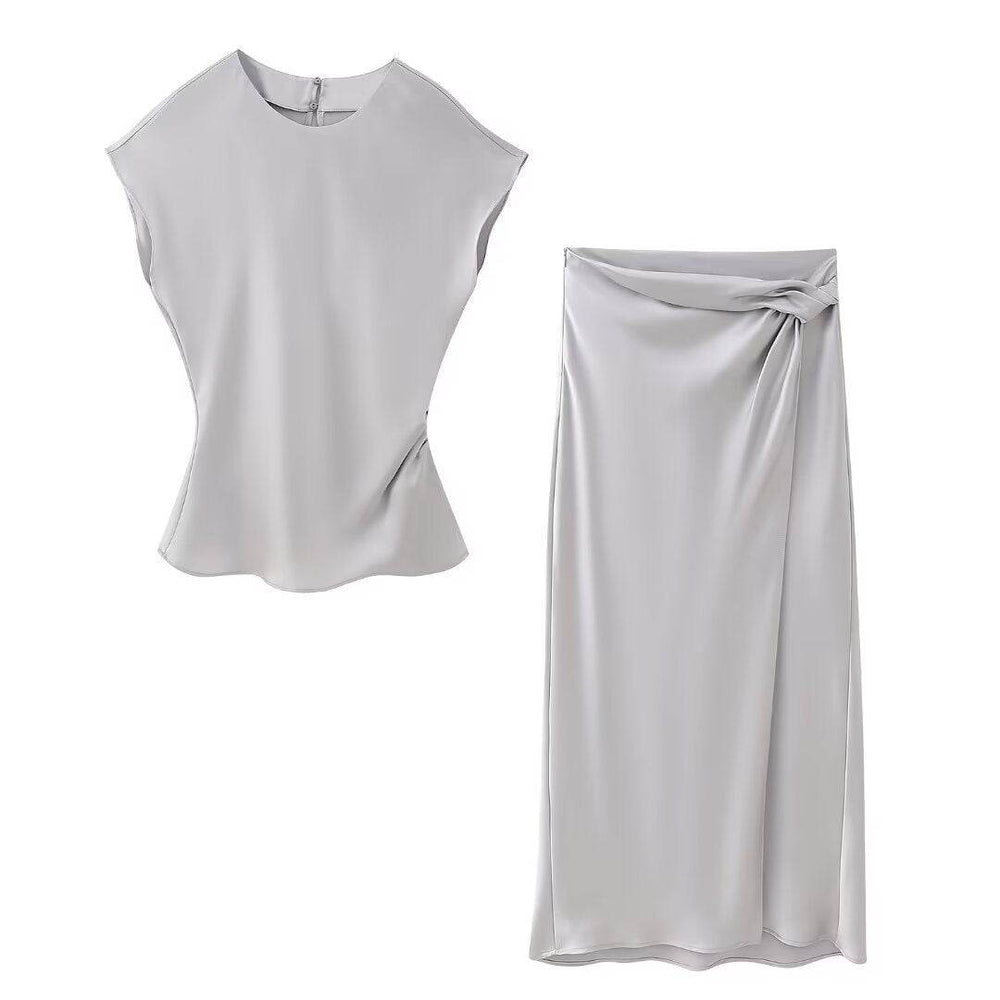 Women's Silk Satin Top Bow Tie Midi Dress - EX-STOCK Canada
