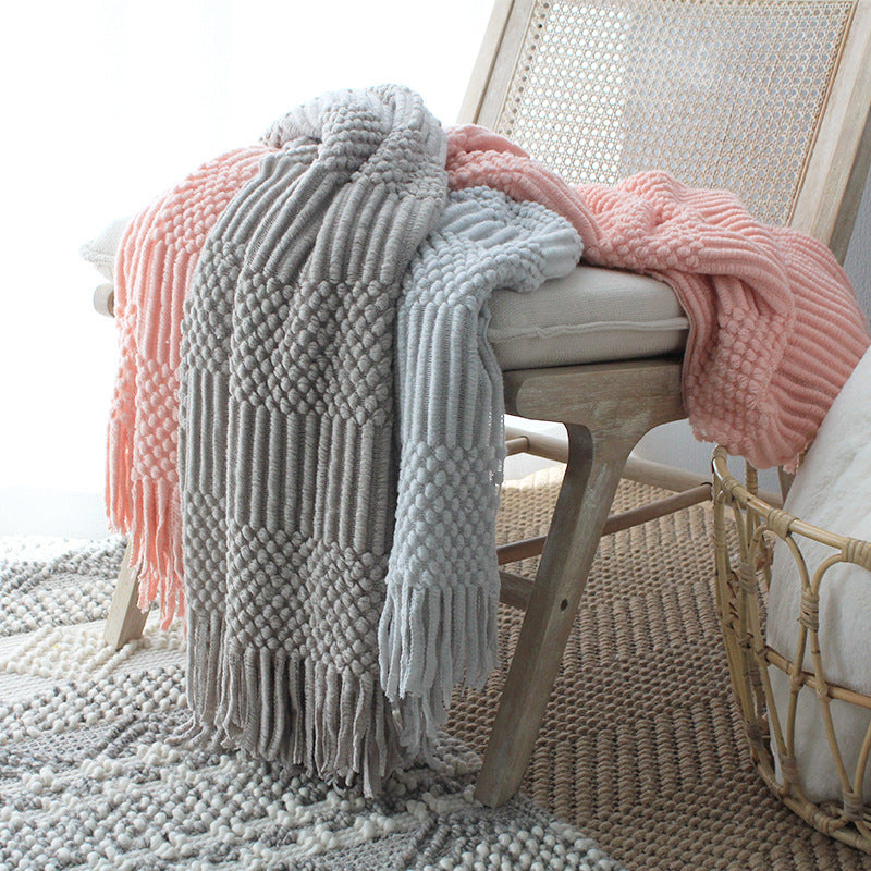 Nordic Knitted Blanket Woolen Blanket Blanket Bubble Blanket Sofa Blanket EX-STOCK Canada