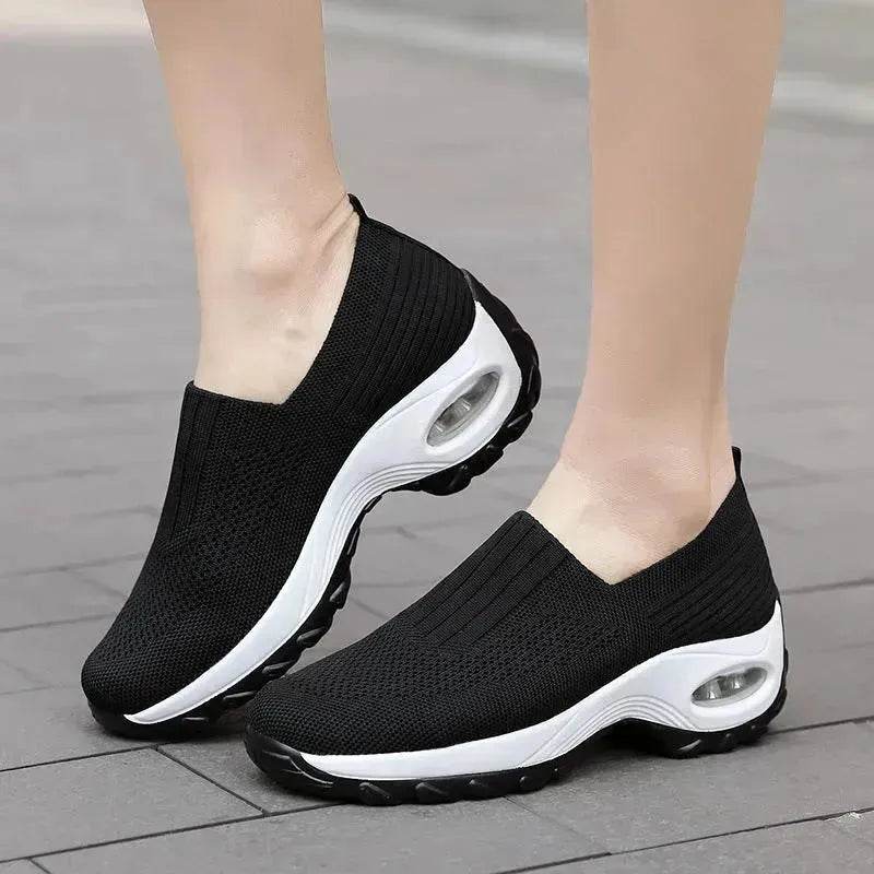 Mesh Sports Shoes Breathable Slip On Air Cushion Sneakers Casual Thick Bottom Heightened Shoes for Women - EX-STOCK Canada