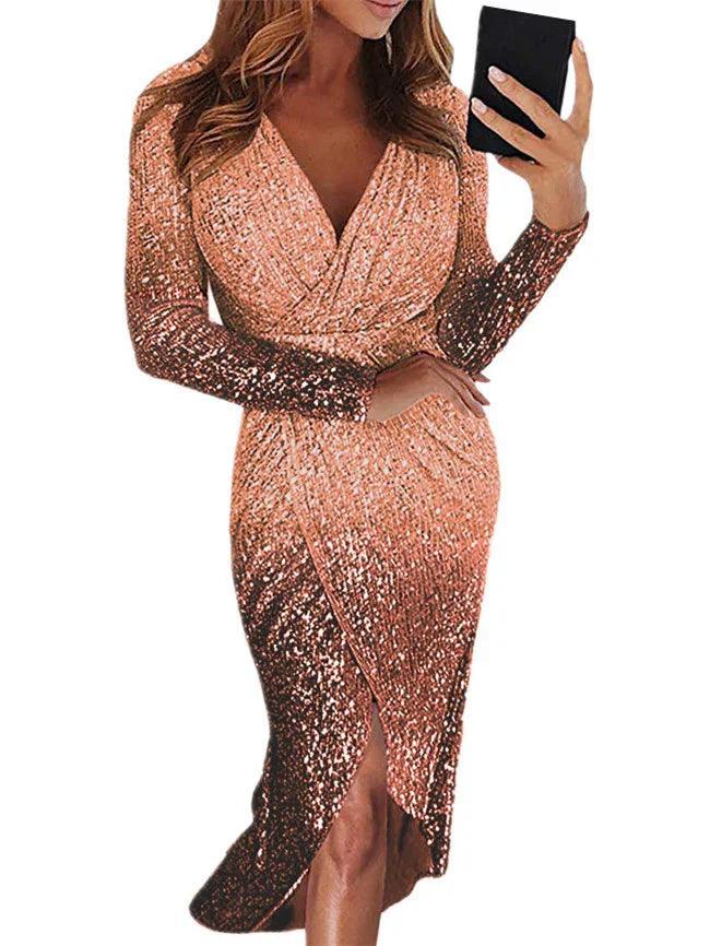 Dinner Party Dress Ladies Shining Evening Party Skirt Gown EX-STOCK Canada