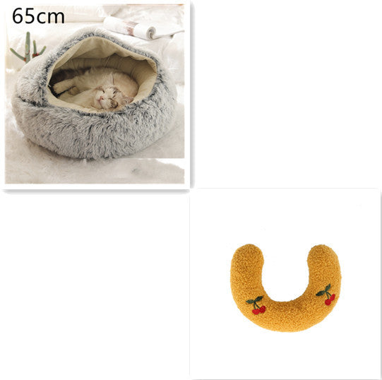 2 In 1 Dog And Cat Bed Pet Winter Bed Round Plush Warm Bed House Soft Long Plush Pets Bed Pet Products EX-STOCK Canada
