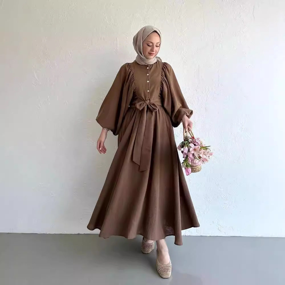 Ensemble de mode musulmane : haut à manches évêque et robe mi-longue évasée - EX-STOCK Canada