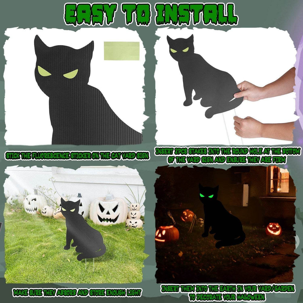 6Pcs Skull Or 6Pcs Tomb Or 5Pcs Black Cat Halloween Yard Sign Decorations Glow In The Dark For Haunted House Garden Yard And Scary Theme Party - EX-STOCK Canada