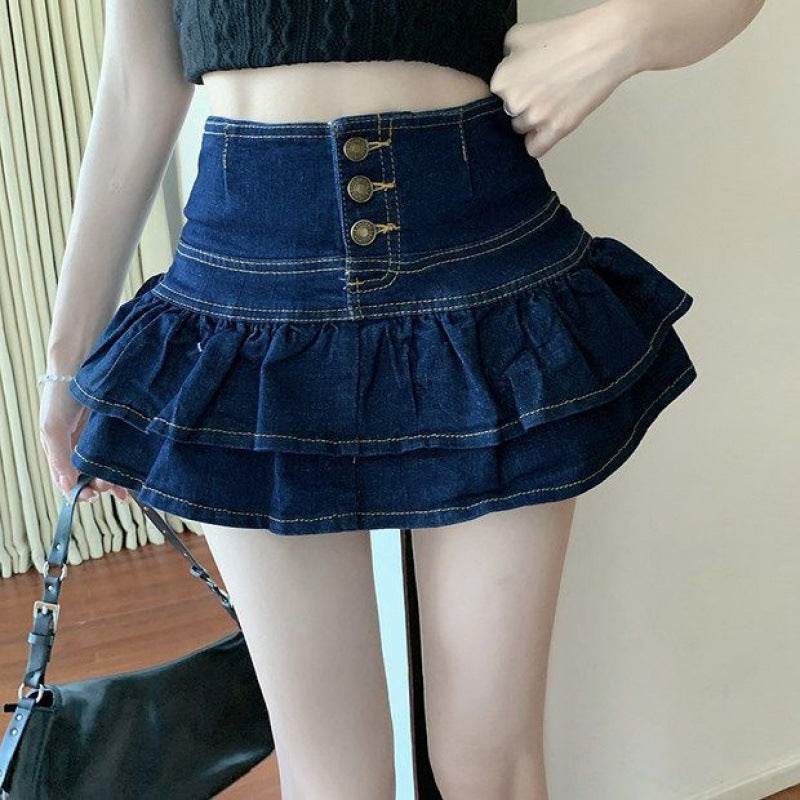 Hot Girl Pure Mini Denim Skirt Women's Summer Jeans Skirt - EX-STOCK Canada
