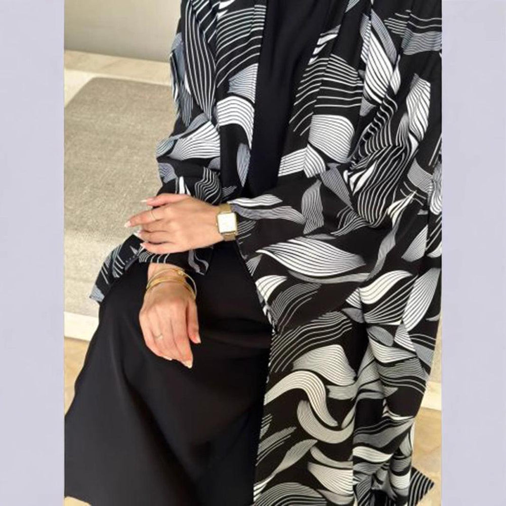 Shawl Arabic Muslim Drop-shoulder Sleeve Printed Robe - EX-STOCK Canada