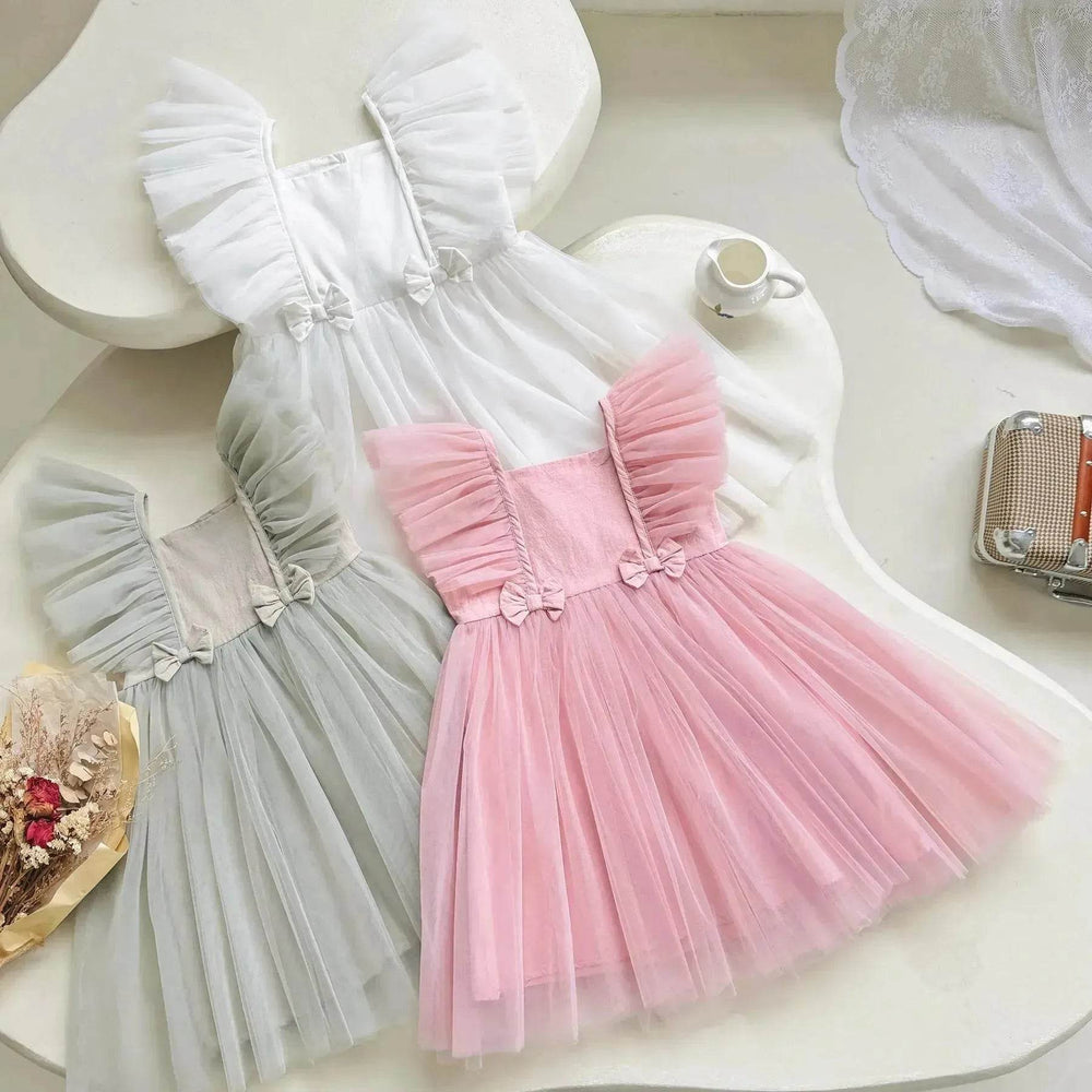 Infant Flying Sleeve Bowknot Girls' Fashion Baby Pettiskirt dress Newborn dresses - EX-STOCK Canada