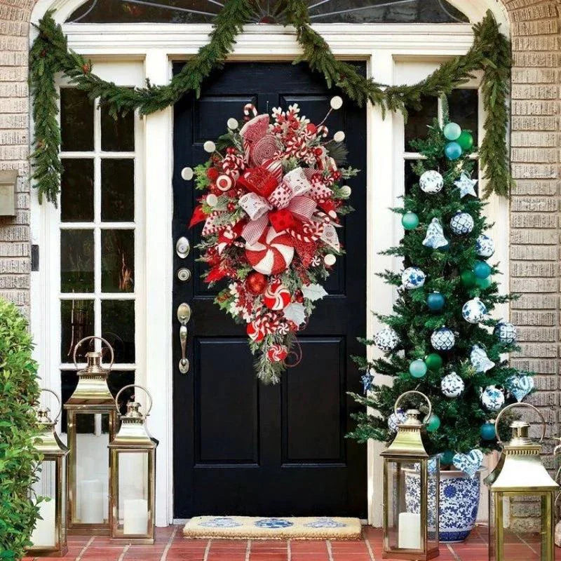 Christmas Wreath Candy Upside Down Tree Garland Artificial Xmas Ornament Hpme Porch Window Door Wall Hanging Decoration EX-STOCK Canada