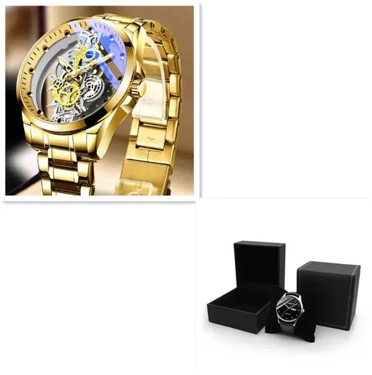 Men Watch Skeleton Automatic Quartz Watch Gold Skeleton Vintage Man Watch Mens Watches Top Brand Luxury - EX-STOCK Canada