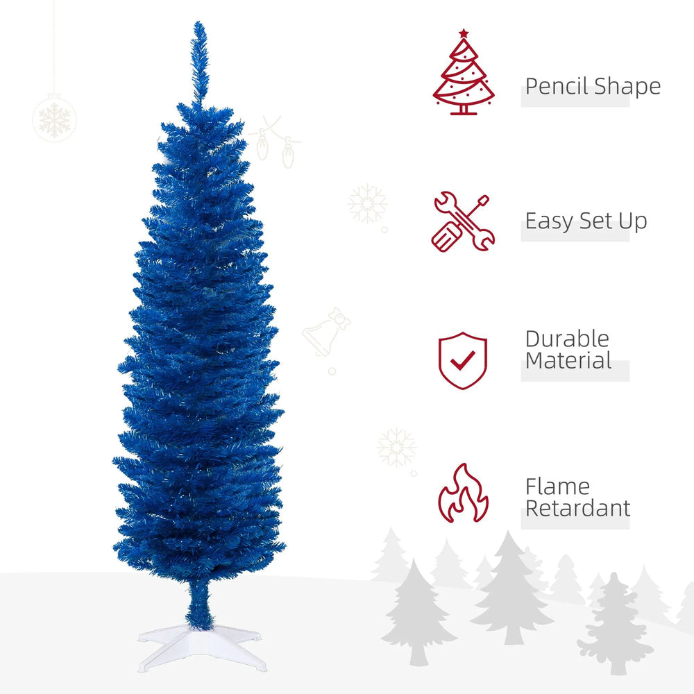 5ft Pencil Christmas Trees, Skinny Artificial Christmas Tree For Xmas Holiday Decor, Deep Blue EX-STOCK Canada