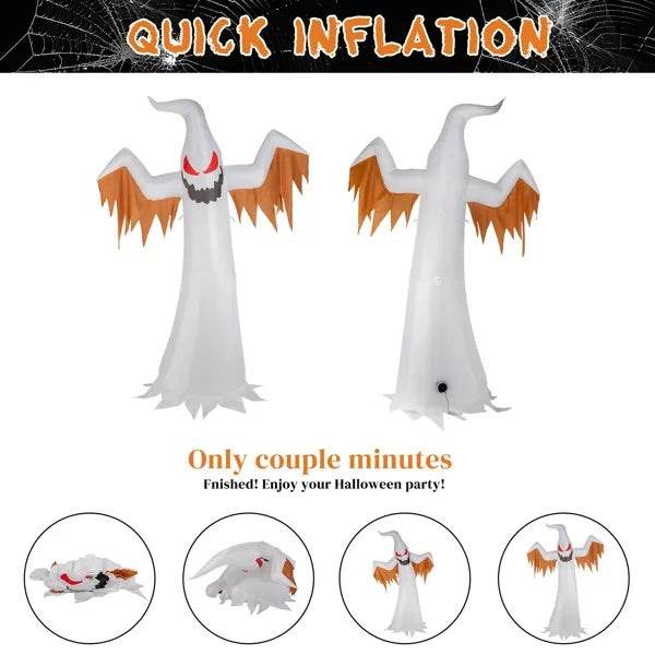 12ft 4pcs LED Lights Giant Scary Ghost Flames And Flashing Red Eyes Inflatable Halloween Decoration - EX-STOCK Canada