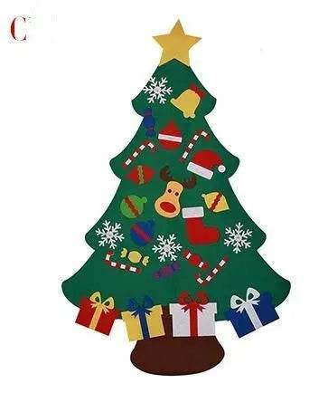 DIY Felt Christmas Tree New Year Toddler Kids Handmade Gift Toys Door Wall Hanging Ornaments Holiday Party Home Decor Set - EX-STOCK Canada