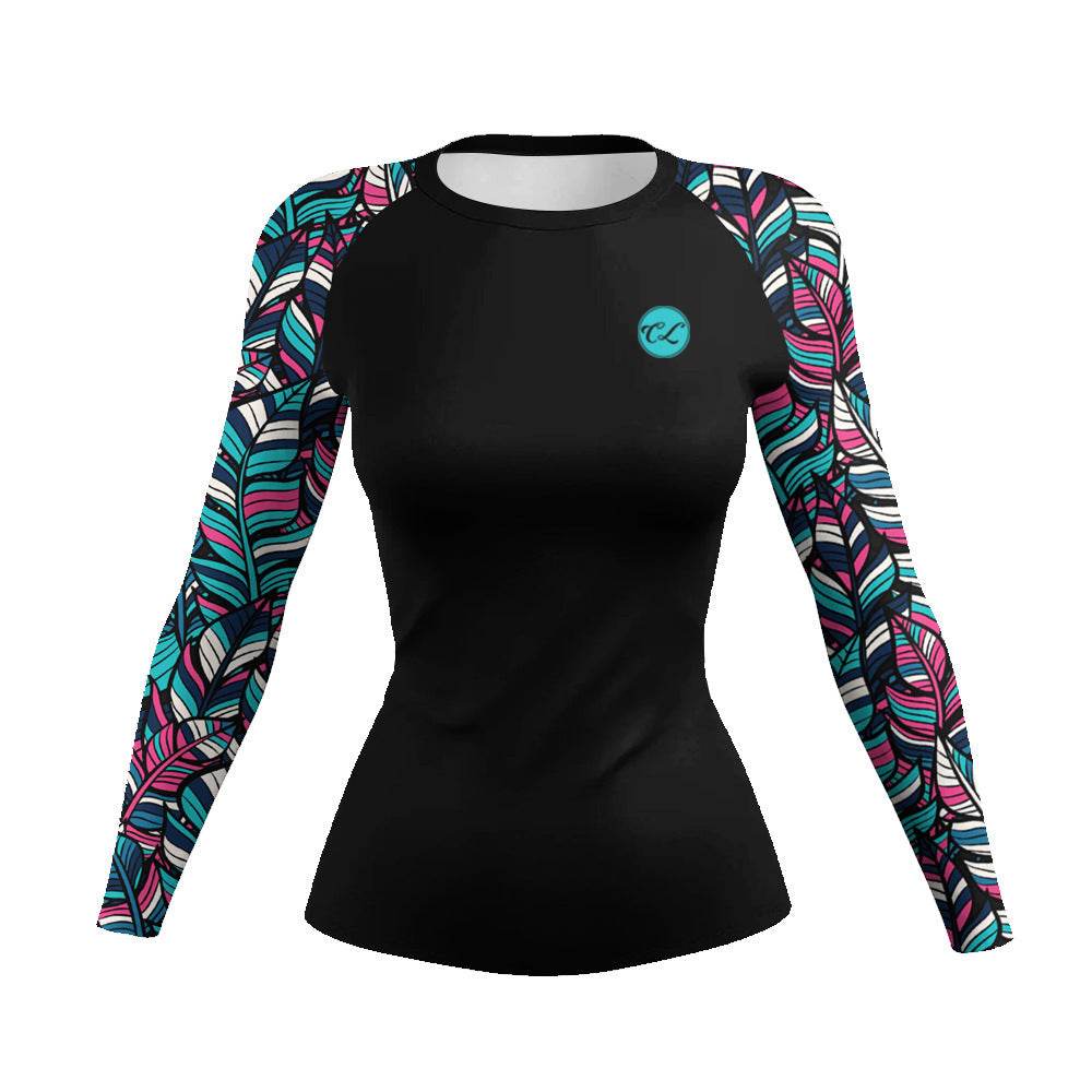Printed Slim Fit Long Sleeve Workout Tops for Women - EX-STOCK Canada