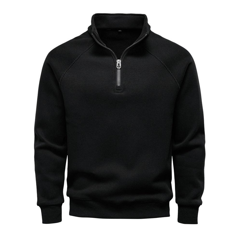 European And American Half Zipper Sweater Stand-up Collar All-match Fleece Men's Sweater Top EX-STOCK Canada