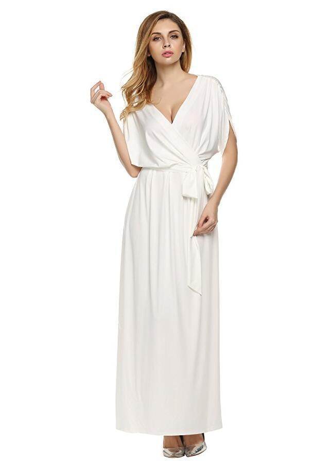 4XL Big Size Dress Elegant Women Long wrap Dresses Summer Dresses - EX-STOCK Canada
