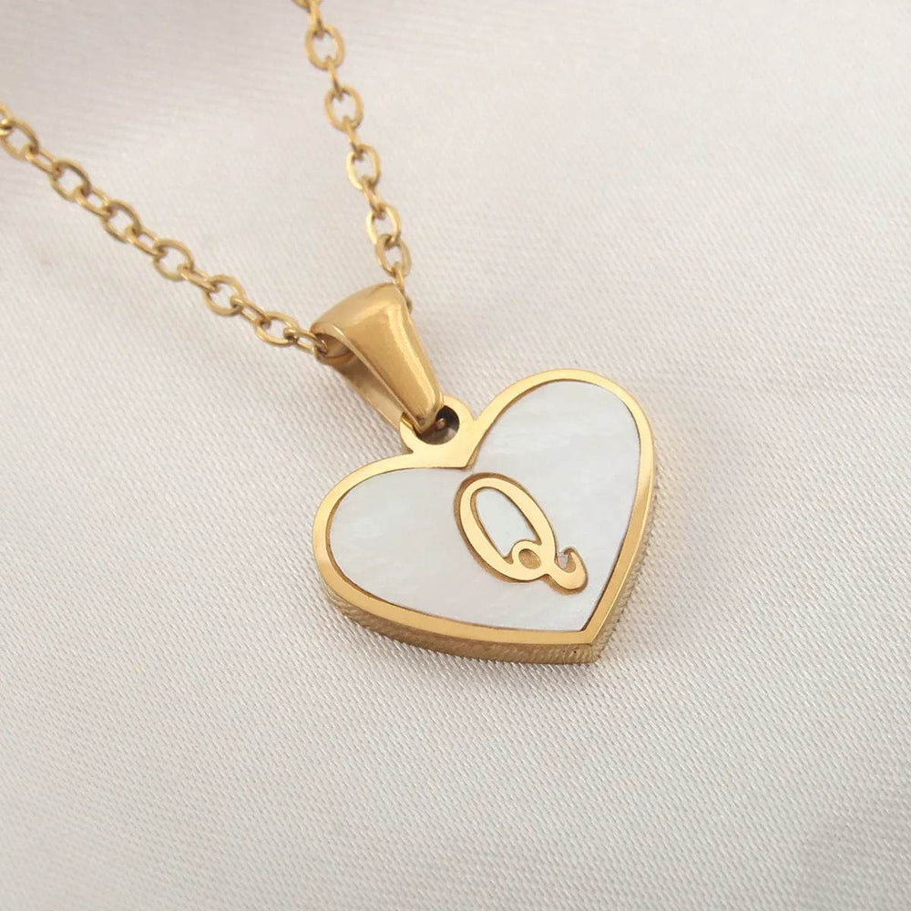 26 Letter Heart-shaped Necklace White Shell Love Clavicle Chain Fashion Personalized Necklace For Women Jewelry Valentine's Day - EX-STOCK Canada