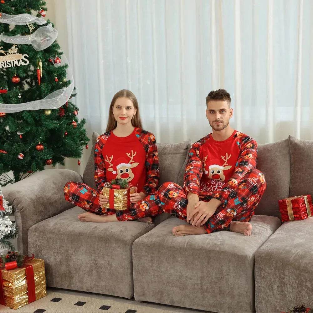 European And American Long Sleeve Home Wear Printed Plaid Christmas Suit - EX-STOCK Canada