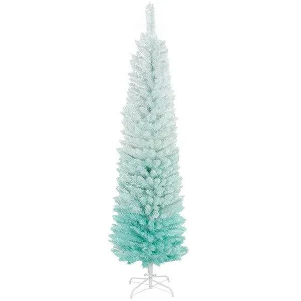 Sapin de Noël en forme de crayon de 1,5 m, sapin de Noël artificiel mince pour la décoration des fêtes de Noël, bleu dégradéEX-STOCK Canada