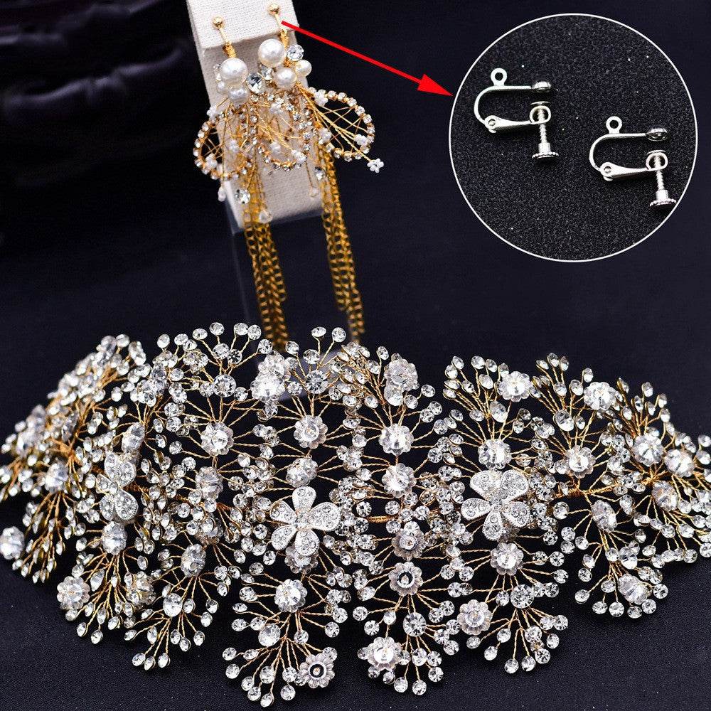 Luxury and Elegant Bridal Flower Rhinestone Headband Fashion Accessories set - EX-STOCK Canada