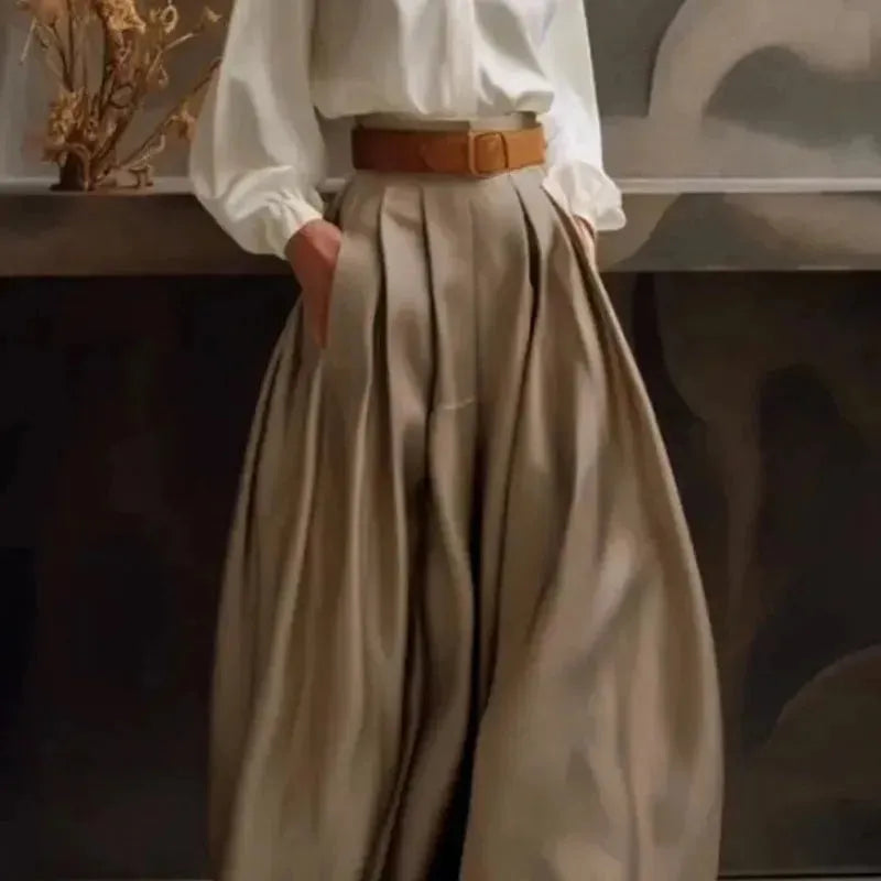 Loose Wide Leg Solid Color Casual Trousers Bottoms Palazzo Trousers - EX-STOCK CANADA