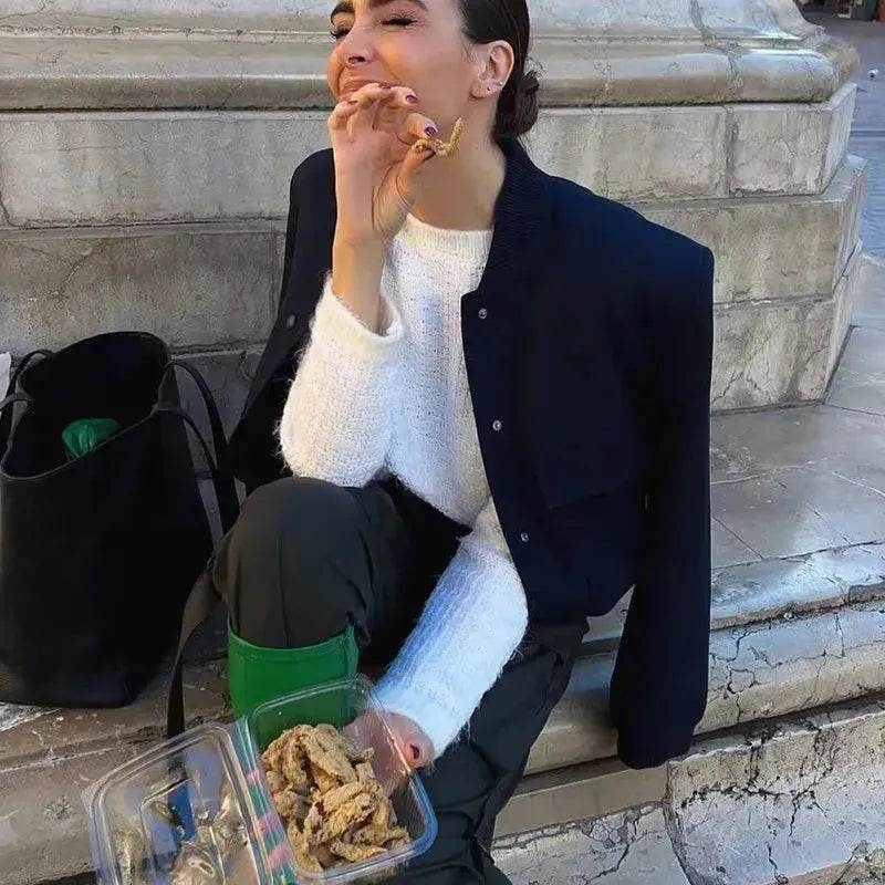 Fall Single Breasted Cashmere Cropped Jacket for women - EX-STOCK Canada