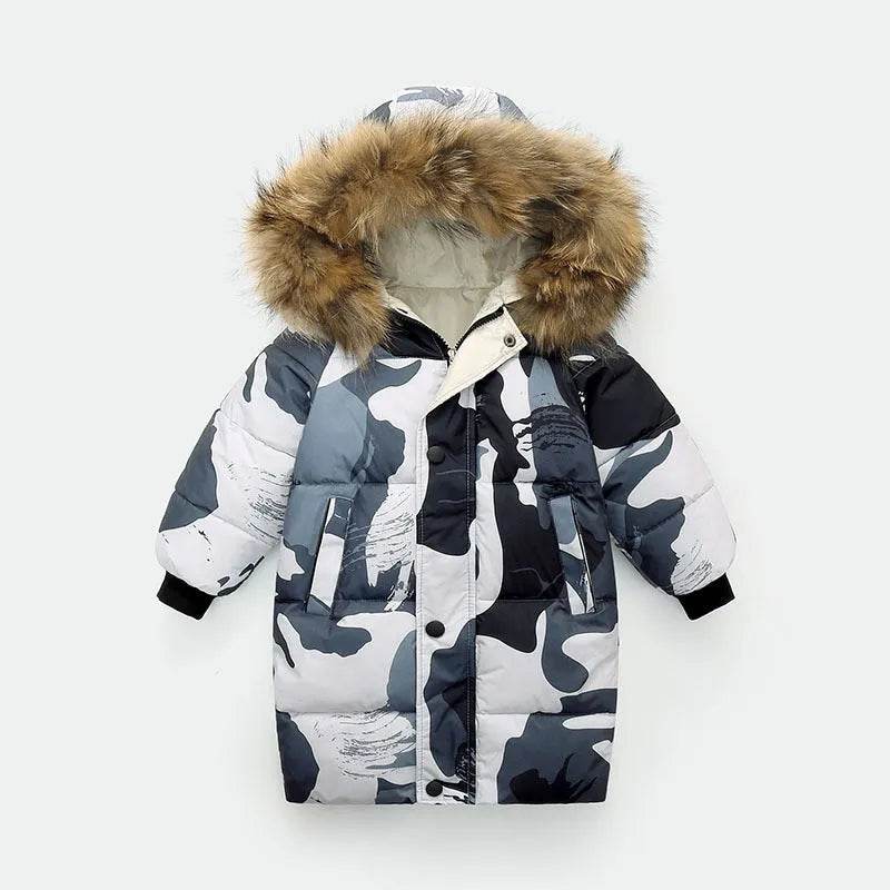 Big Fur Collar Mid-length Medium And Large Children's Clothing Thick Winter Wear Coat - EX-STOCK Canada