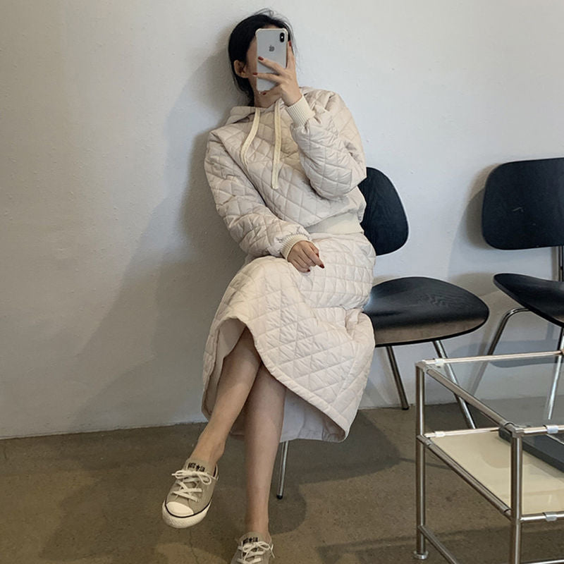 Women's Hooded Faux Fur Jacket & Skirt
