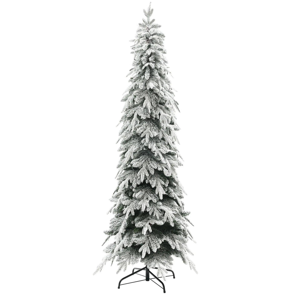 Sapin de Noël artificiel flocage de 7 pieds avec 800 branches, ouverture automatique et base en acier, vertEX-STOCK Canada