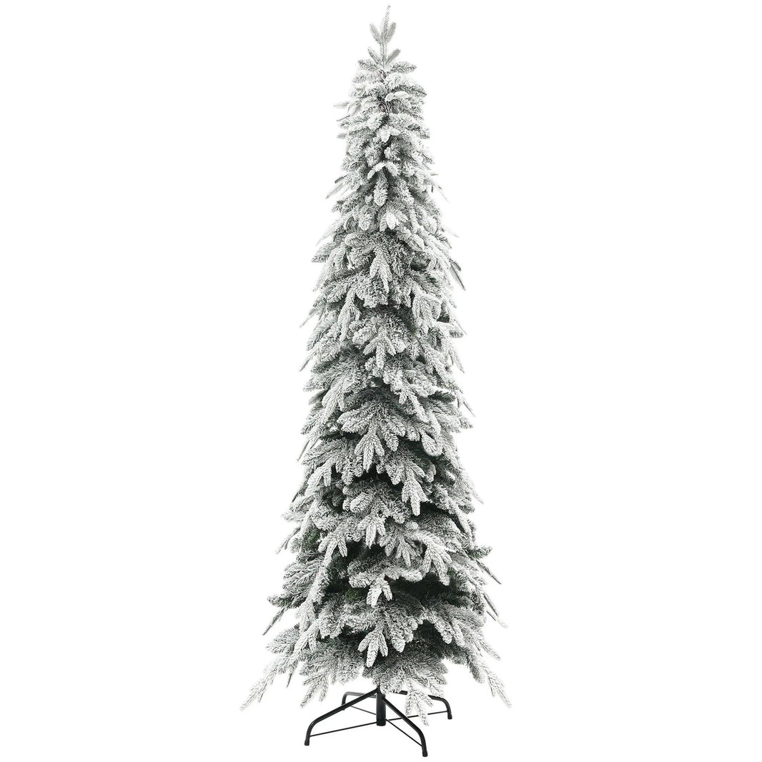 Sapin de Noël artificiel flocage de 7 pieds avec 800 branches, ouverture automatique et base en acier, vertEX-STOCK Canada