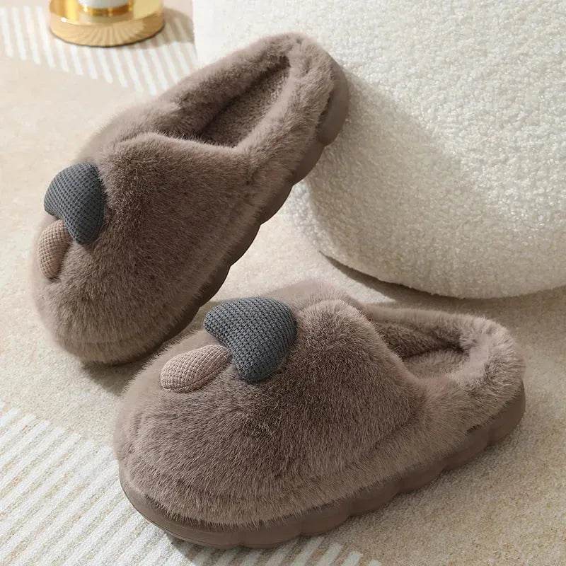 Cute Mushroom Cotton Slippers For Women Thick-soled Autumn And Winter Plush Slipper Indoor Non-slip Eva Household Furry Shoes - EX-STOCK Canada