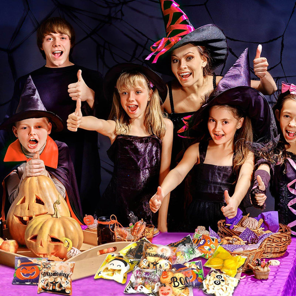 Halloween 450pcs Self-adhesive Candy Cellophane Treat Bags Cookie Bags For Halloween Trick Or Treat Goodie Party Favor Supplies-9 Patterns-Cannot Be Listed On Amazon Platform - EX-STOCK Canada