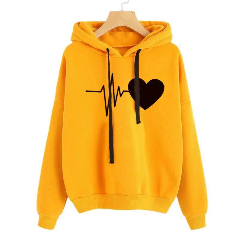 Unisex Heart Print Streetwear Hoodies sweatshirt Pullover Long Sleeve Clothes - EX-STOCK Canada