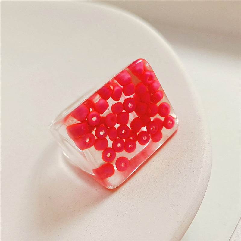 New Transparent Resin Ring Fruit Square Ring Acrylic Ring - EX-STOCK Canada