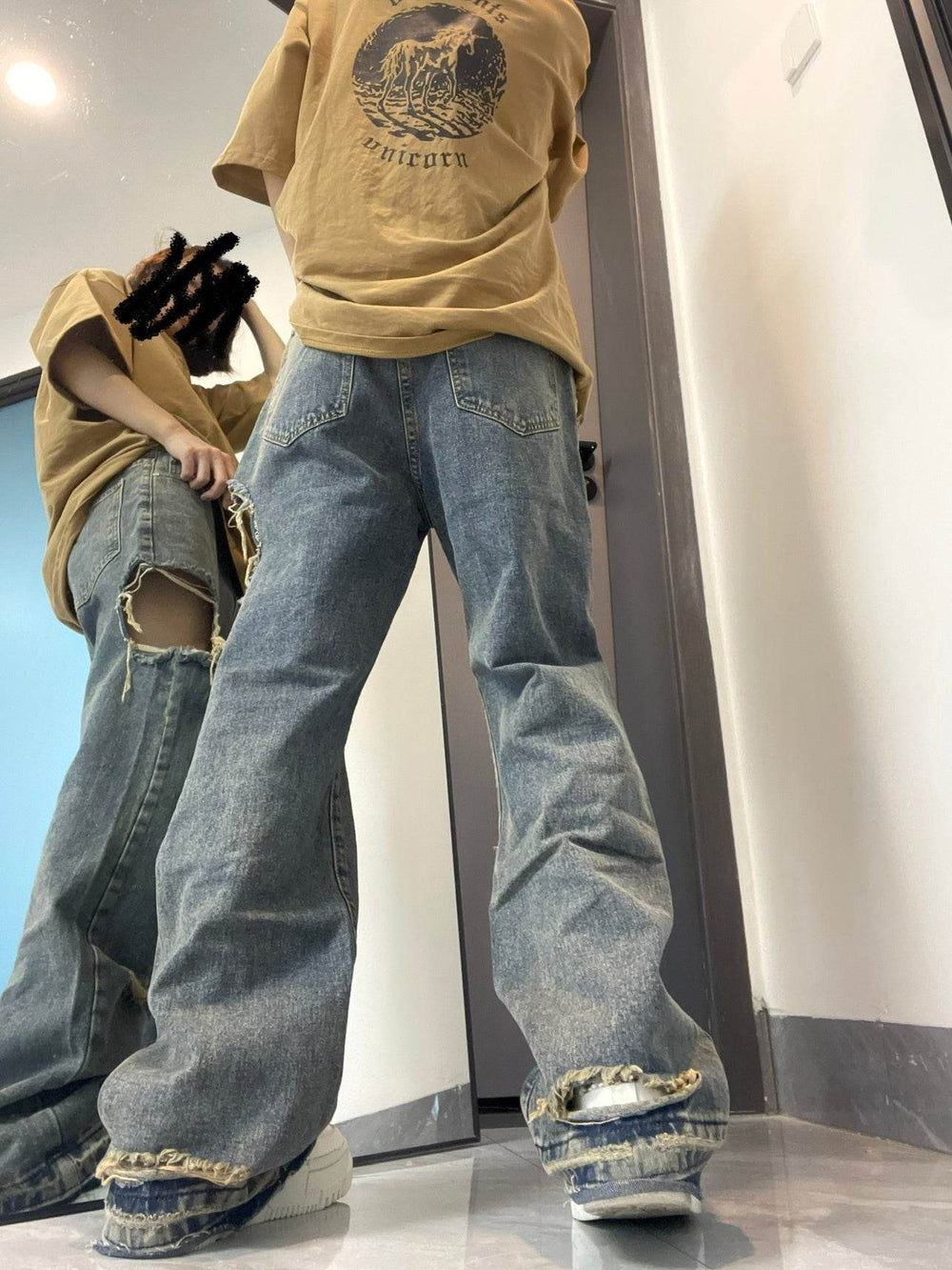 Ripped Jeans For Women Baggy Denim Boyfriend Jeans - EX-STOCK Canada