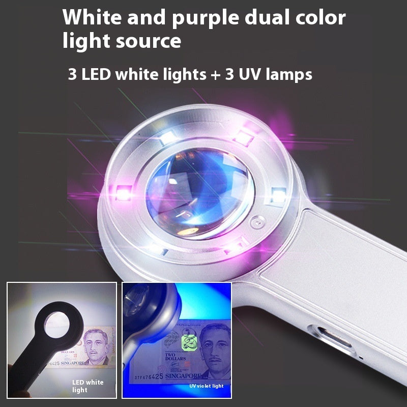 60x LED Magnifying Glass with USB Charging & Pushbutton Switch – 30mm Lens