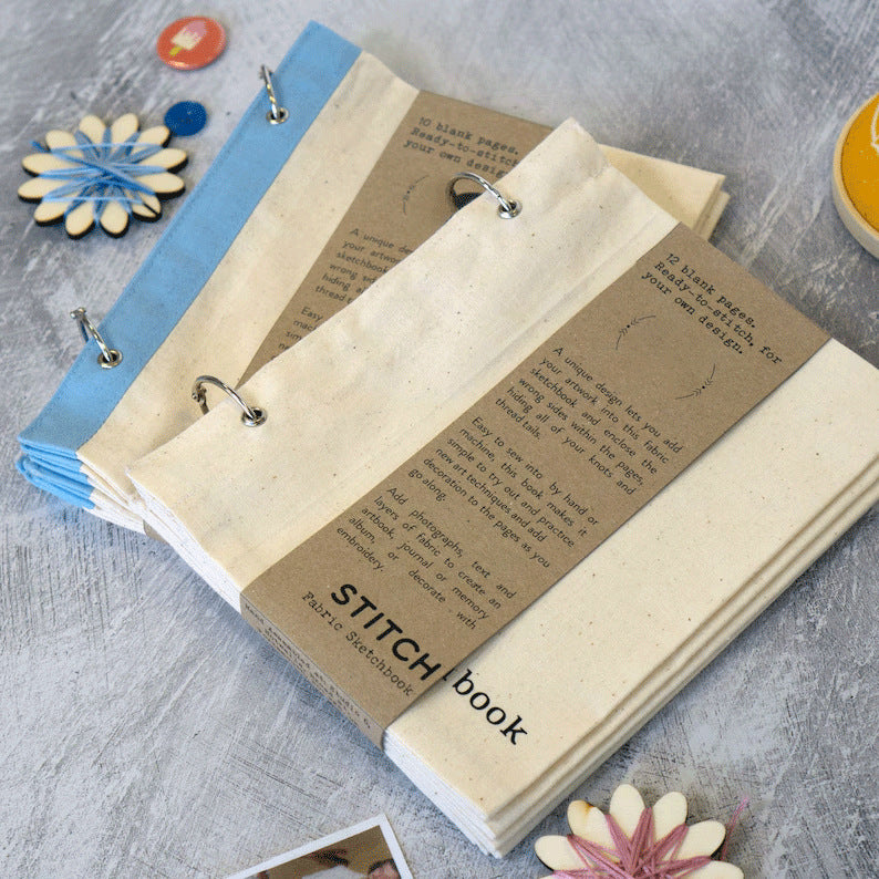 Linen Stitchbook Sketchbook for Painting & Needlework – Beige, Brown, Gray