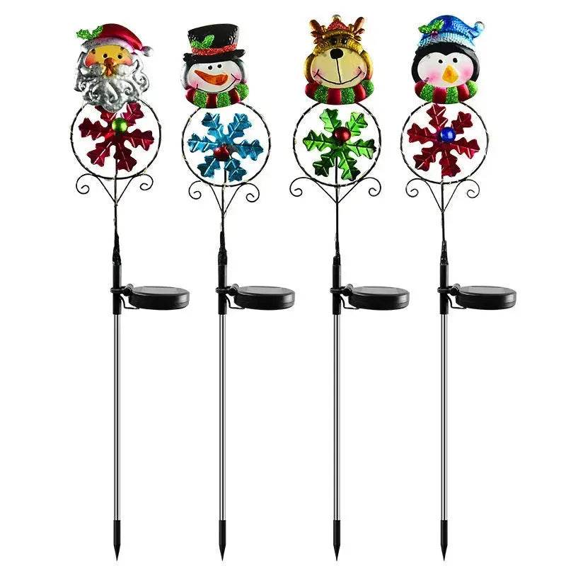 Solar Christmas Led Snowman Elk Ground Plug Light - EX-STOCK Canada