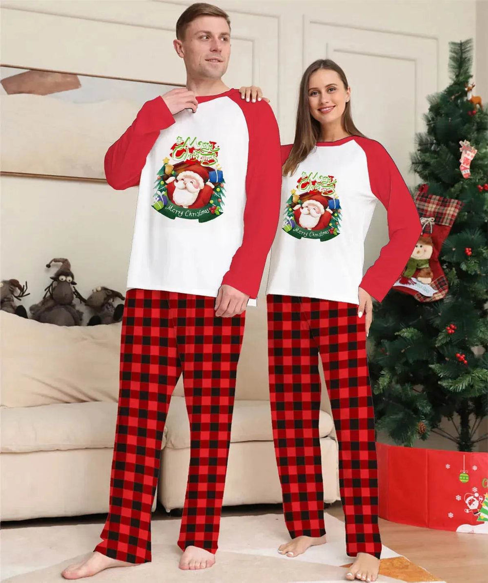 Christmas Parent-Child Clothes Set Long Sleeve T-Shirt Plaid Pants Family Matching Pajamas - EX-STOCK Canada
