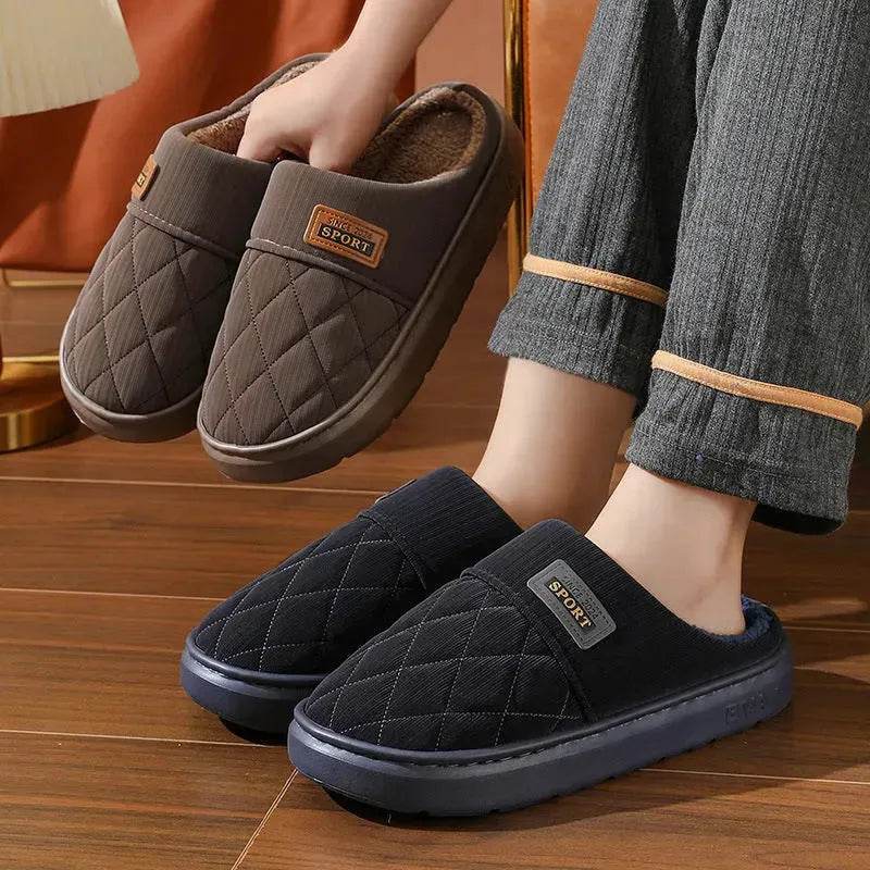 Men's Home Slippers Winter Warm Plush House Shoes Indoor Non-slip Floor Bedroom Slipper Casual All-match Shoes - EX-STOCK Canada