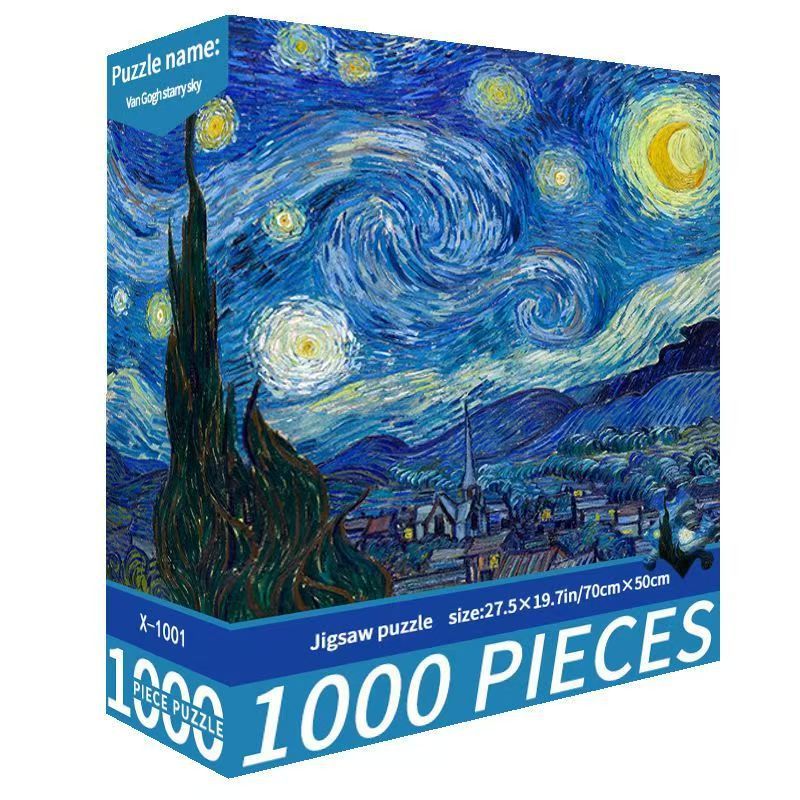 Jigsaw puzzle box featuring 'Starry Night' by Van Gogh
