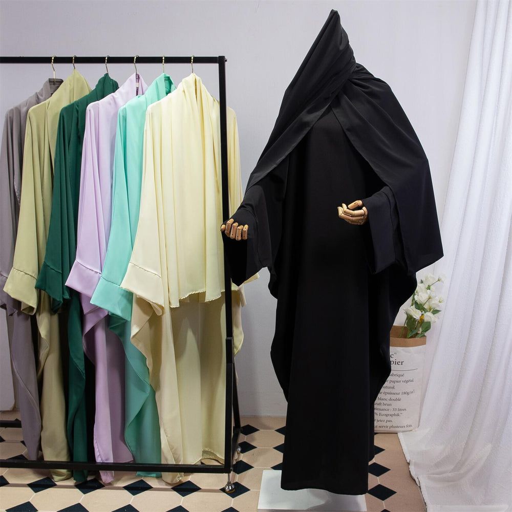 Solid Color Arabic Dress Women's Robe With Headscarf - EX-STOCK Canada