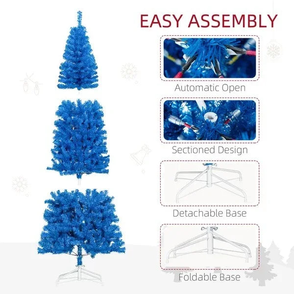 7FT Pencil Christmas Tree, Artificial Christmas Tree With Automatic Open For Home Party, Blue EX-STOCK Canada
