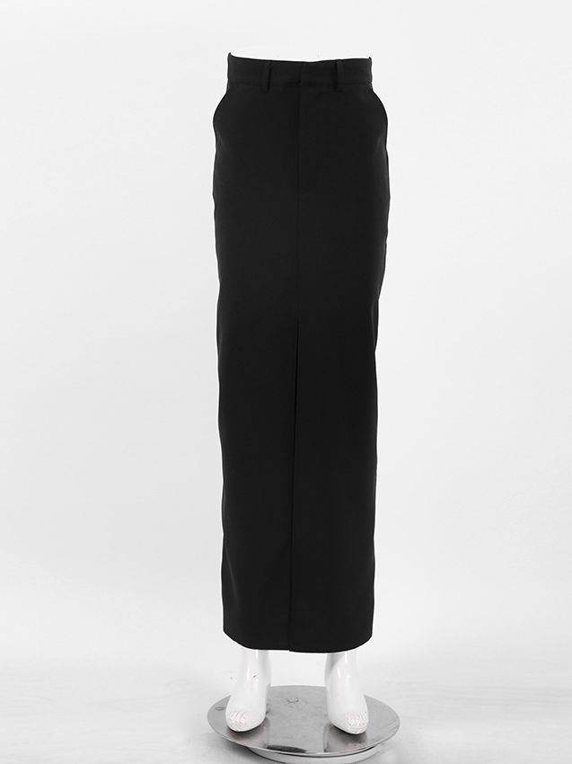 Women's Retro Casual Black High Waist Long front Split Skirt - EX-STOCK Canada