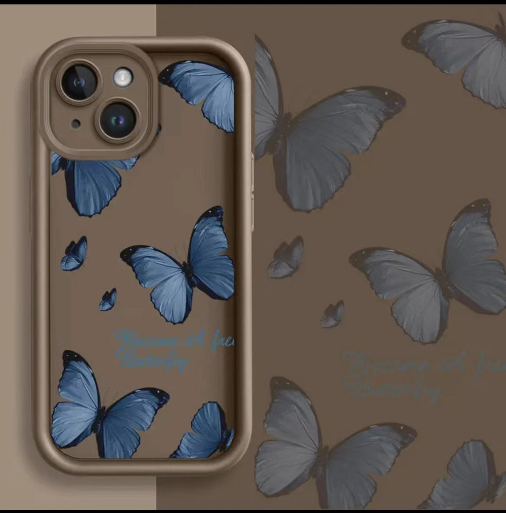 Blue Butterfly Printed Edging Drop-resistant Phone Case EX-STOCK Canada