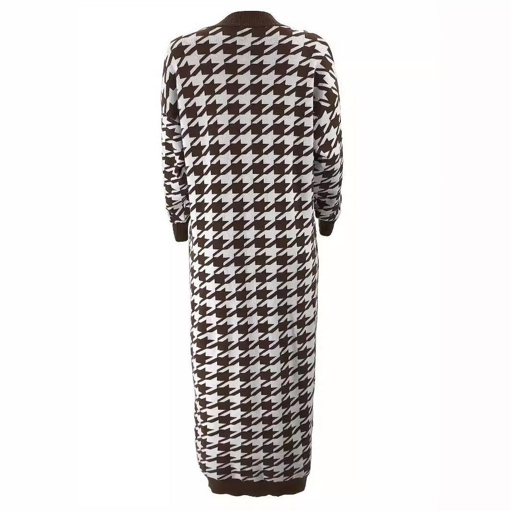 Women's Middle East Muslim Houndstooth Woolen Cardigan Jacket - EX-STOCK Canada
