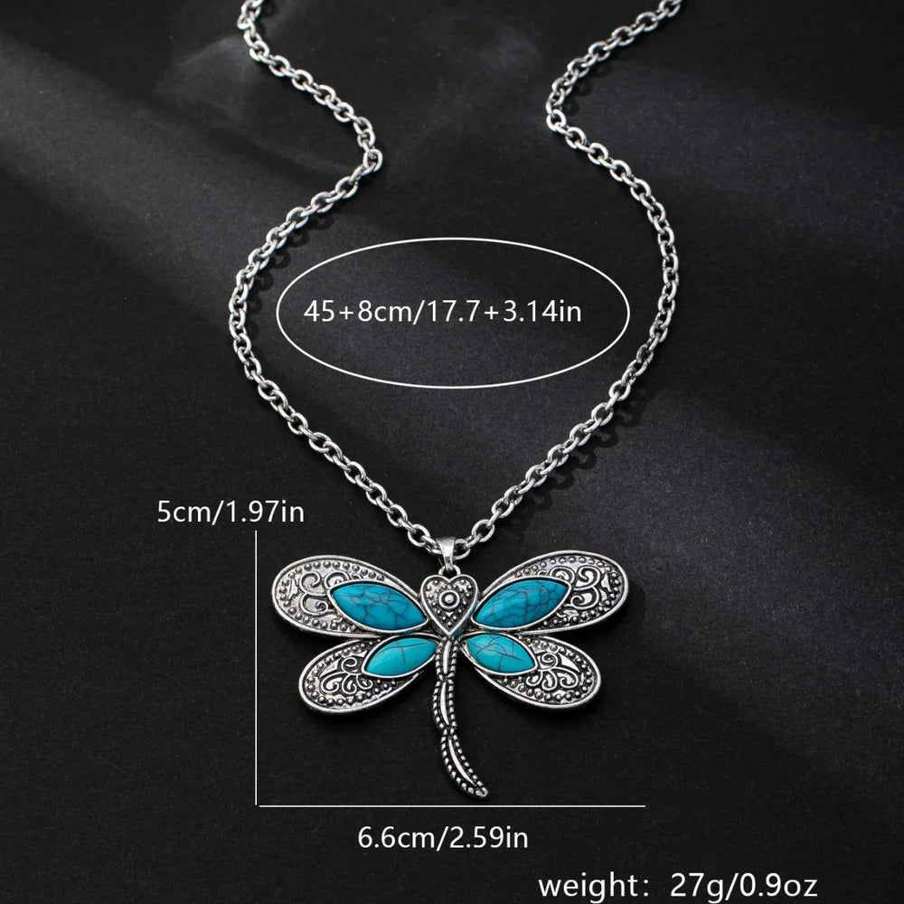 Fashionable Light Luxury Dragonfly Turquoise Pendant Necklace EX-STOCK Canada