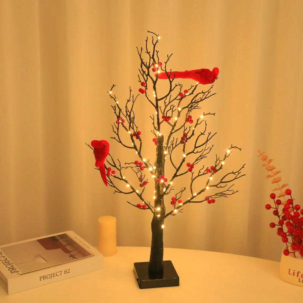 Lighted Mini Birch Tree Light LED Cardinals Christmas Tree Vintage Glowing Tree Light For Table Holiday Home Xmas Decoration EX-STOCK Canada