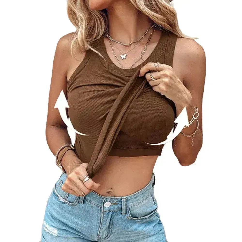 Cotton Round Neck Vest Top Summer Casual Solid Color Bottom Sleeveless Tank Top For Women - EX-STOCK Canada