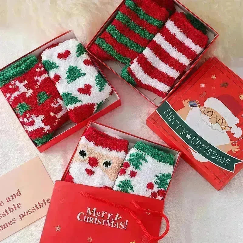 Fashion Simple Coral Fleece Christmas Stockings Gift Box - EX-STOCK CANADA