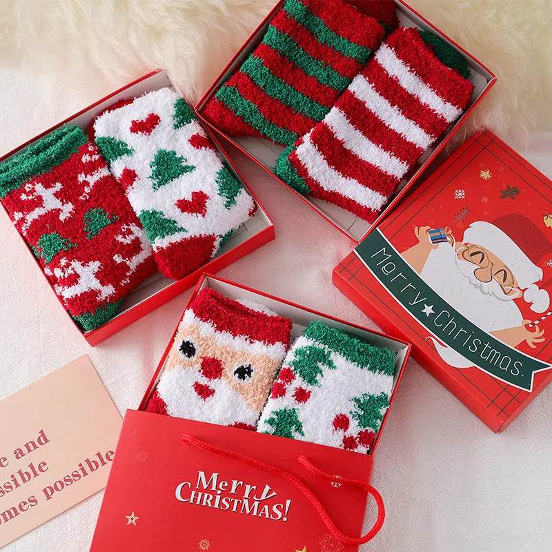 Fashion Simple Coral Fleece Christmas Stockings Gift Box - EX-STOCK Canada