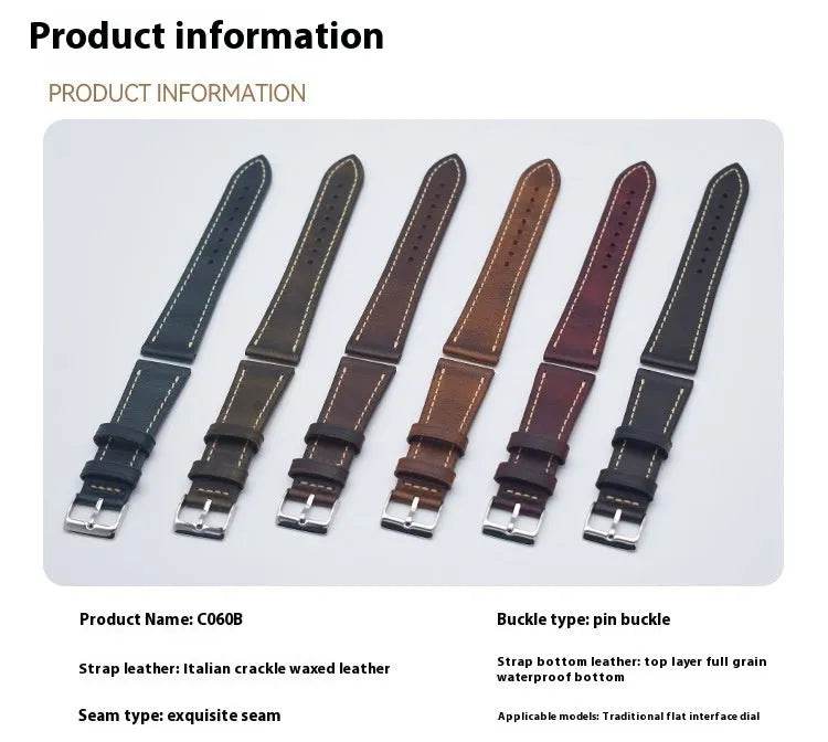 Wax Leather Watch Strap Watch Band Genuine Leather Genuine Leather Watch Band Soft Thin - EX-STOCK Canada